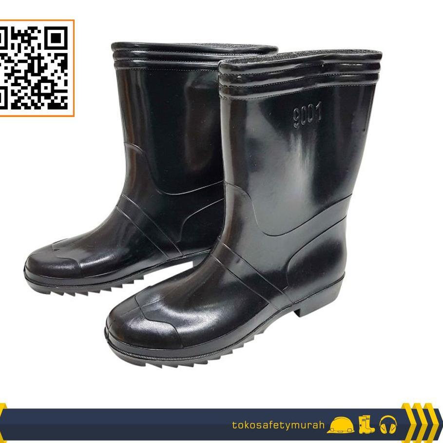 Sepatu boot bot Jeep pria wanita pendek hitam proyek karet anti air