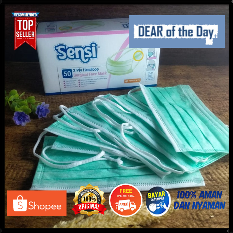Masker Sensi Headloop 3 Ply isi 50 Pcs - warna warni / Masker Sensi Hijab 3 Ply Isi 50 Multiwarna