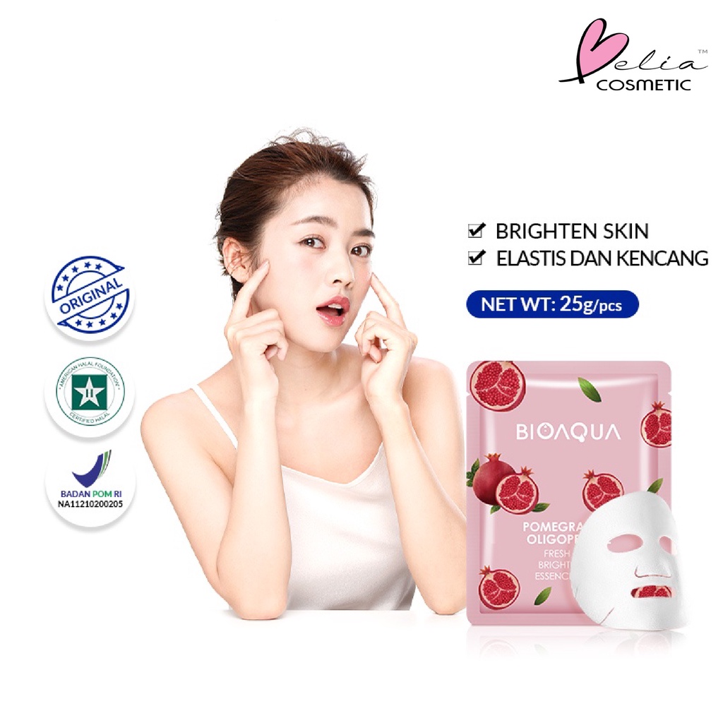❤ BELIA ❤ BIOAQUA Sheet Mask Master Series Plant | Flowers | Fruit | Eye Mask | Facial Mask Brightening Glowing Moisturizing Skin Care | Hydrating Essence Face Mask Brightening Anti Acne Jerawat | Honey Vitamin C Masker Wajah Muka Pelembab Kulit Cosmetics-BA S_Mask Pomegrnte
