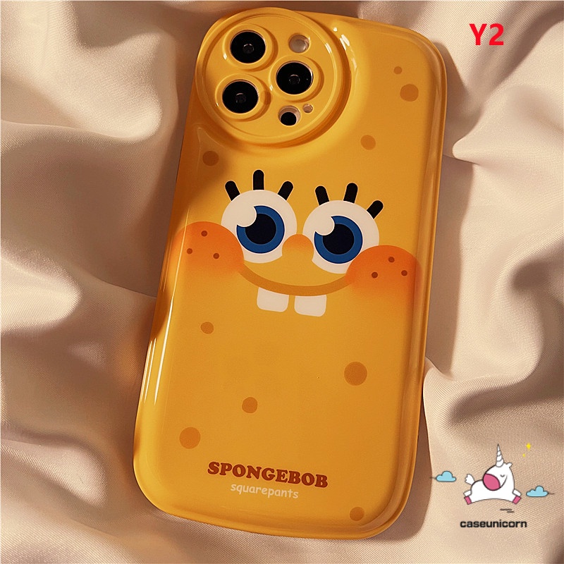 Soft Case TPU Tebal Motif SpongeBob Untuk IPhone 7 8 6 6s Plus 11 12 13 Pro MAX XR X XS MAX SE 2020