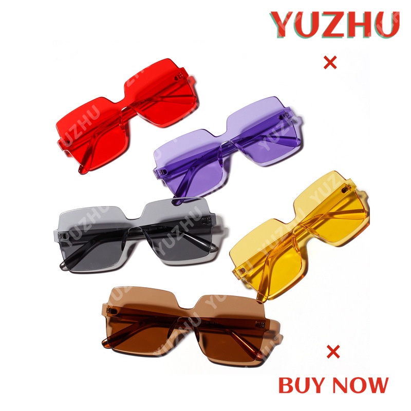 (YUZHU) Bayar di Tempat Korean Trendy Candy Color Square Oversized Kacamata Hitam Wanita/Pria Sunglasses