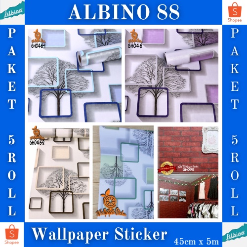 PAKET PROMO 5 ROLL Wallpaper Stiker Dinding Wallpaper Stiker Ruang Tamu Wallpeper Tembok Kamar Tidur 3d Karakter &amp; Elegant Murah MOTIF TREE 3D