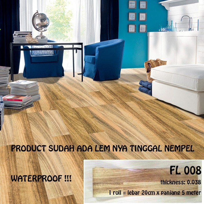  VIP PVC FLOORING STICKER LANTAI FL 008 KAYU COKLAT 