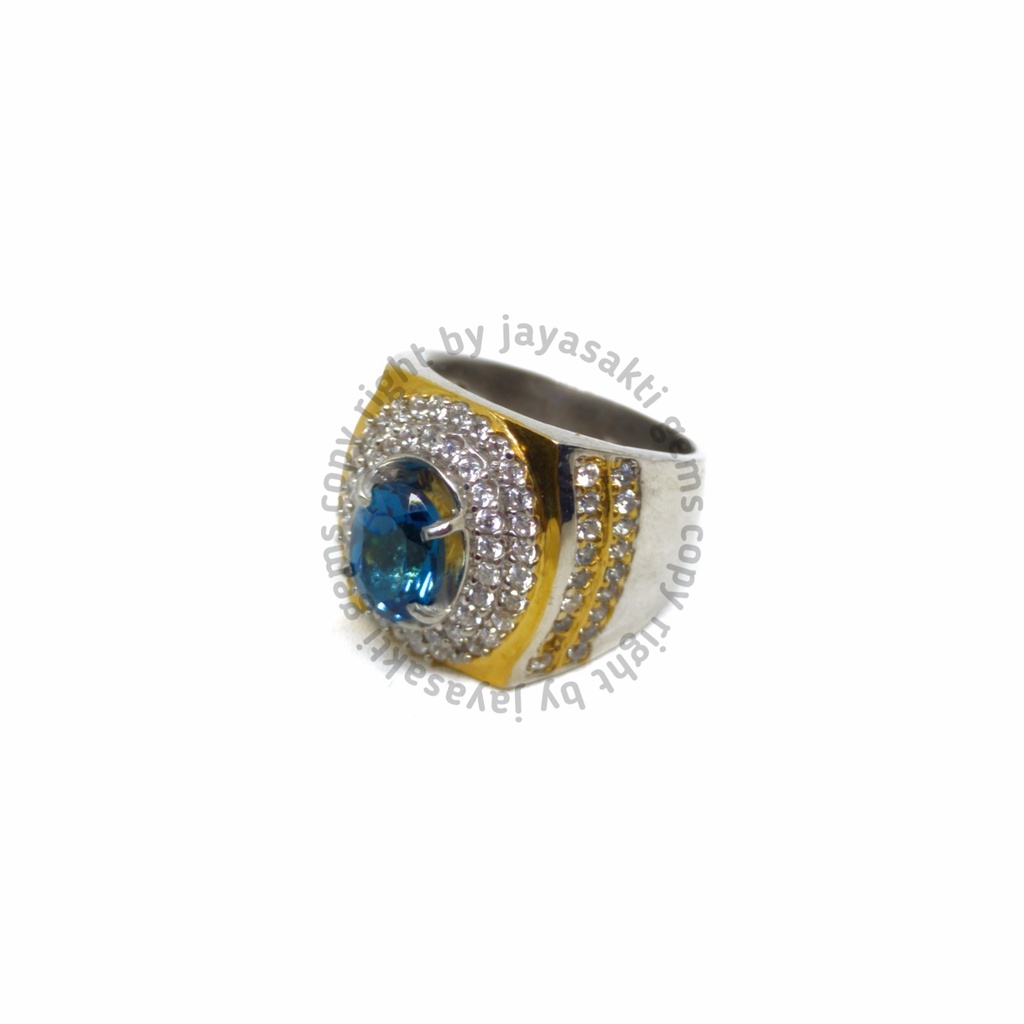 Natural Batu Permata Swiss Blue Topaz Ring Perak Free Sertifikat