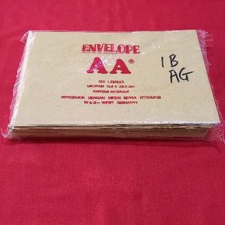 

1 Bungkus Amplop AA Coklat ukuran 18,5 x 28,5 cm isi 100 lembar
