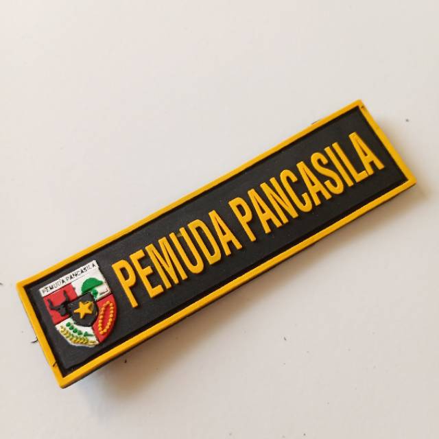 Patch rubber LOGO PP(PEMUDA PANCASILA)lis kuning/tempelan karet emblem velcro