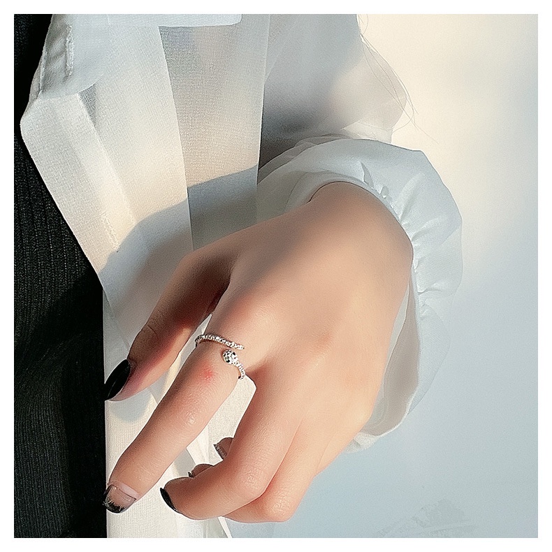Cincin Ular Putih Kecil Terbuka Fashion
