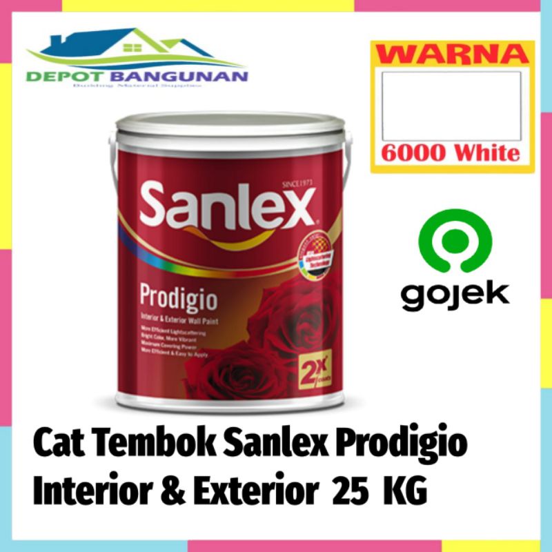 Cat Plafon Gipsum Cat Tembok Sanlex Prodigio Interior 6000 White 25 KG