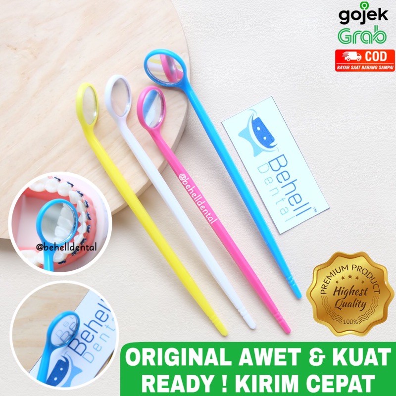 BEHELLDENTAL ORIGINAL KACA MULUT CERMIN GIGI PLASTIK - Dental Mirror Alat Dokter Behel Dental Mouth Disposable - Alat Untuk Lihat Karang Plak Gigi Berlubang