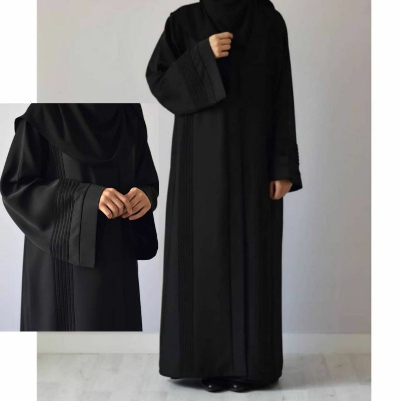 Abaya Hitam abaya Saudi Dubai Turki dres maxi abaya abaya bordir zepty list saku list hitam  682