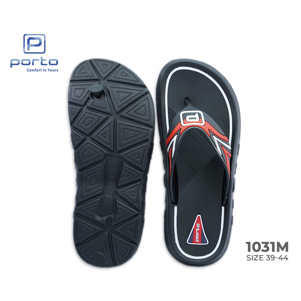 1031M - Porto Leveling Sandal Jepit Karet Pria Remaja Rumahan Nyaman Anti Licin Terbaru