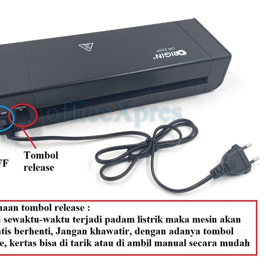 

Terlaris Mesin Laminating A4 / Laminating F4 / Laminator Machine ID Card OR235P