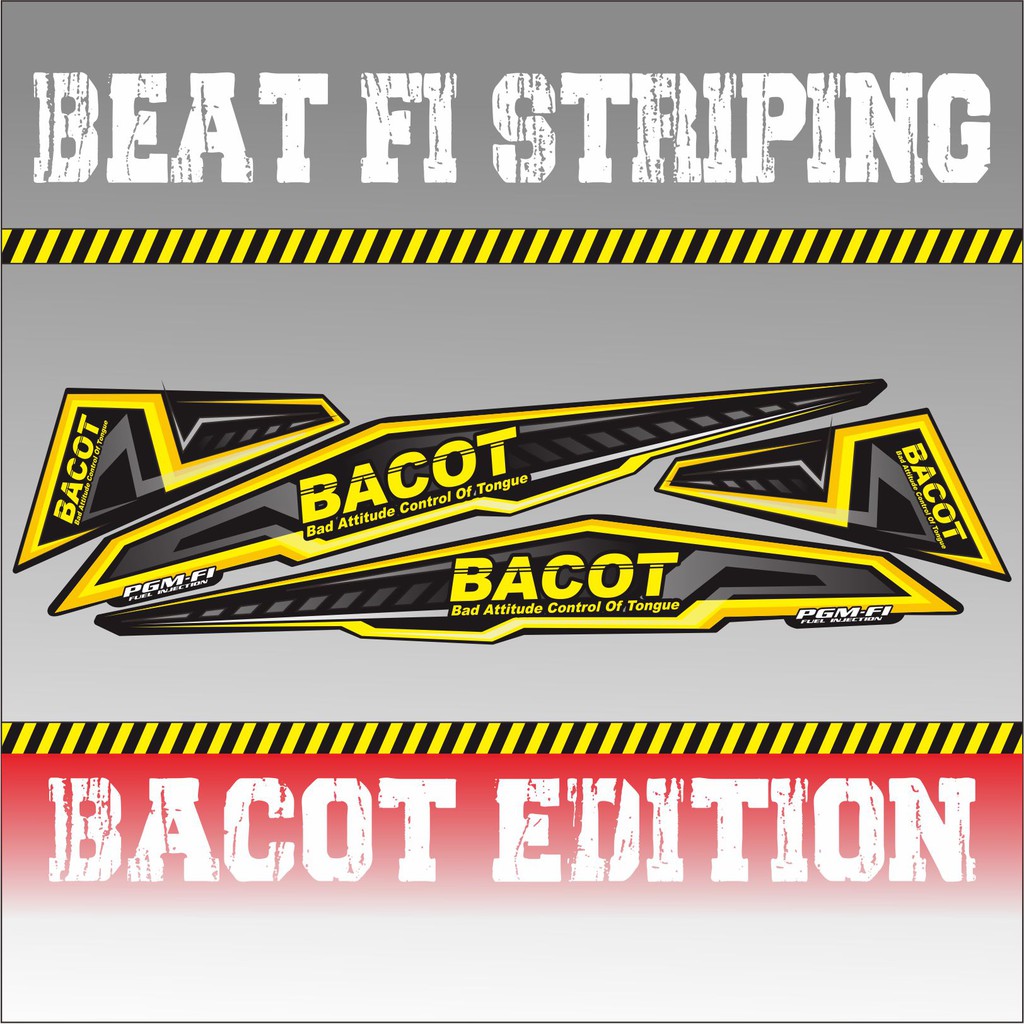 STRIPING VARIASI BEAT FI BACOT EDITION BACOT - STICKER BACOT- STRIPING VARIASI BEAT FI KUNING