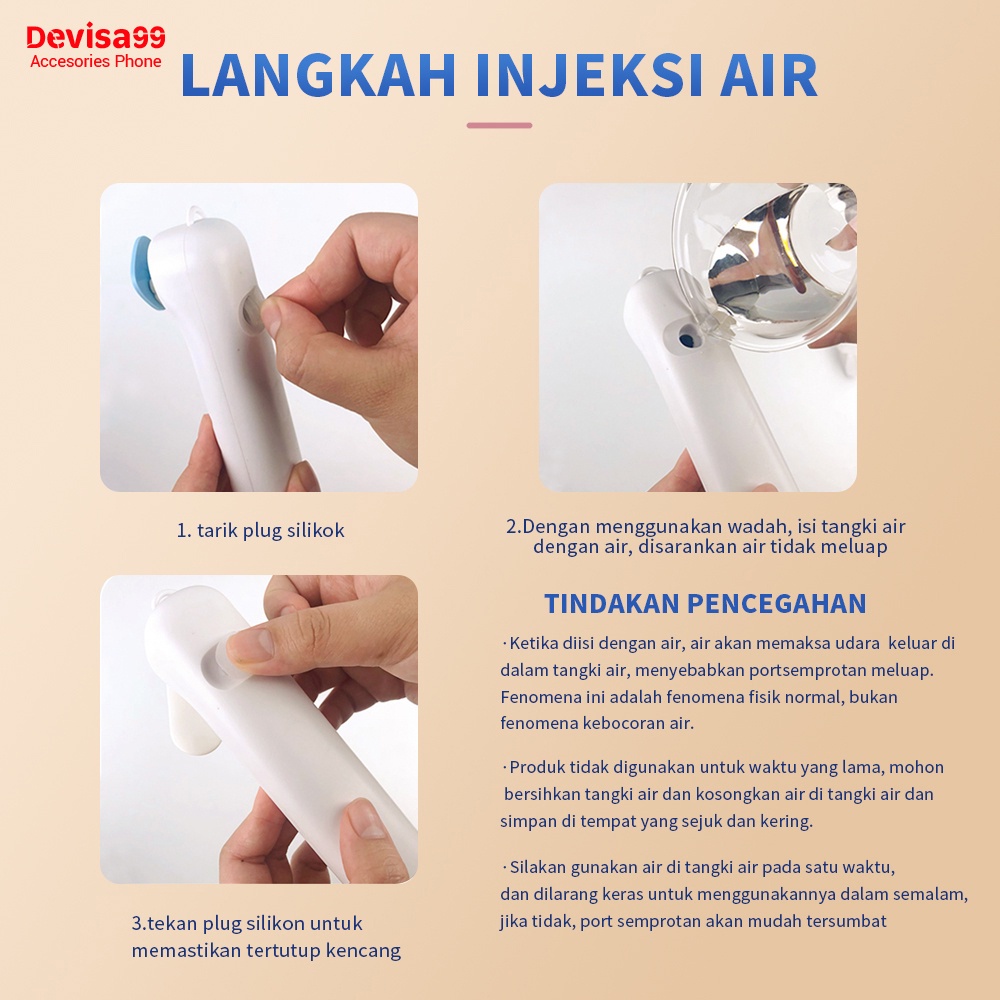 Devisa99 kipas angin mini nano spray kipas 2in1 kipas USB mini lipat fan pendingin kecil kipas murah portable