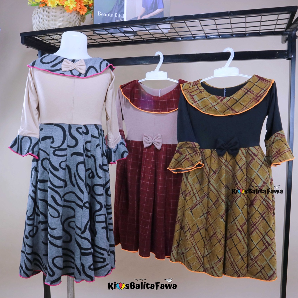Long Dress Jessika uk 3-4 Tahun [EXPORT] Baju Anak Perempuan Panjang Gamis Muslim Dres Ngaji Murah