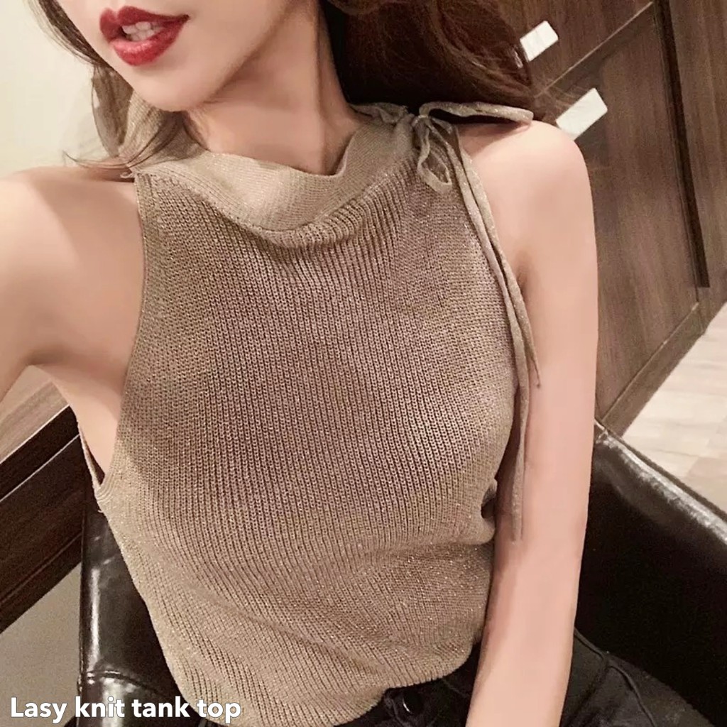 Lasy knit tank top -Thejanclothes