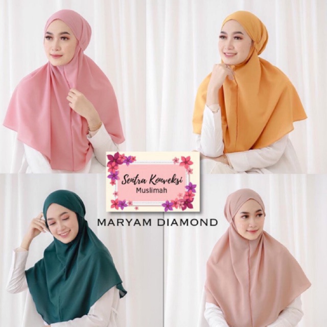 Jilbab bergo maryam diamond italiano/hijab instan bergo maryam non pet