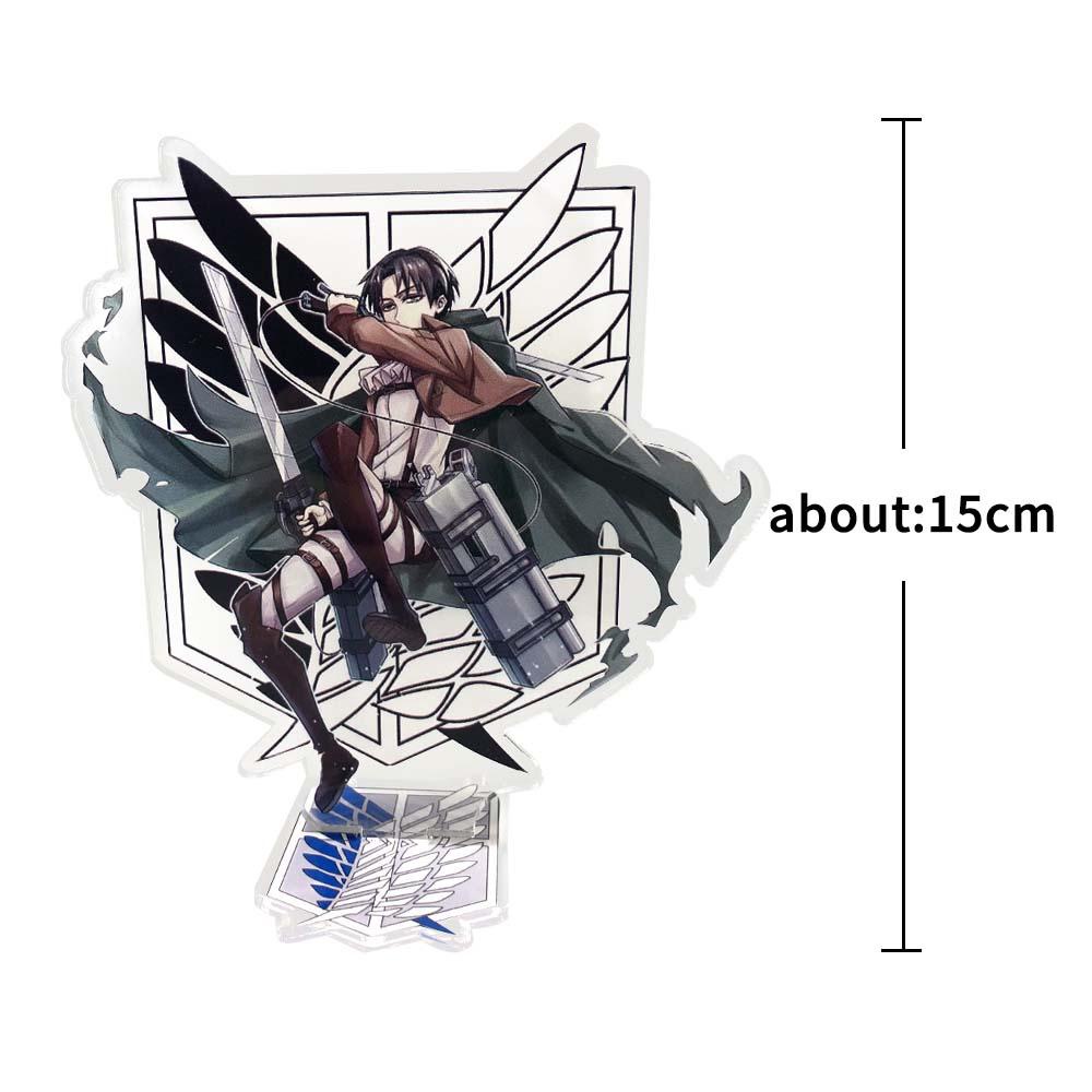 Lanfy Attack on Titan DIY 15cm Akrilik Stand Anime Jepang Levi Ackerman Eren Jaeger Desktop Standing Kartu