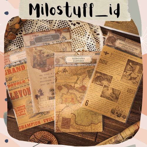 

[MILOSTUFF_ID] 10 Lembar Paper Decoration Motif Retro Vintage Untuk Jurnal DIY Scrapbook--MS0264