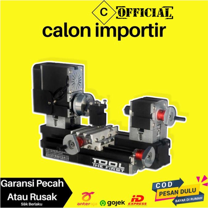 Mesin Bubut Besi Mini Alumunium Kuat Ukir Pahat Kayu Lathe Wood DIY 62W 20.000 RPM RECOMENDED Murah