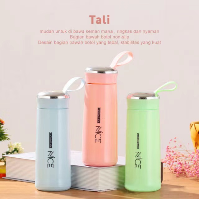 [OL] Botol Minuman Cangkir Kaca Nice 400ML Warna Cantik