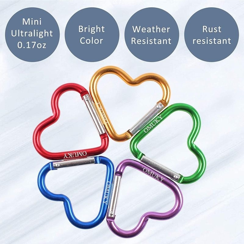1 Pc Carabiner Bentuk Hati Bahan Aluminum Alloy Multifungsi Untuk Climbing