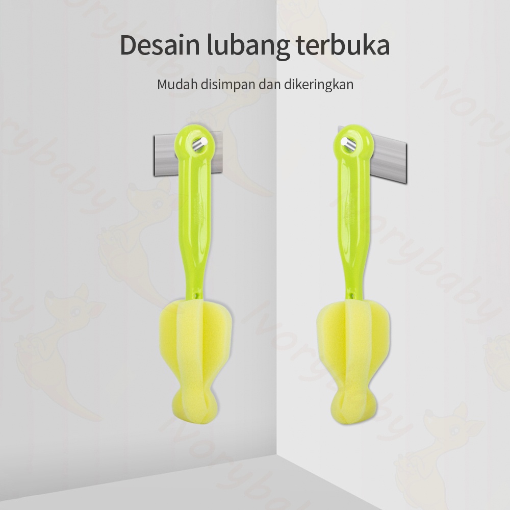 Ivorybaby Pembersih sikat botol susu tongkat spons untuk dot bayi bottle cleaner