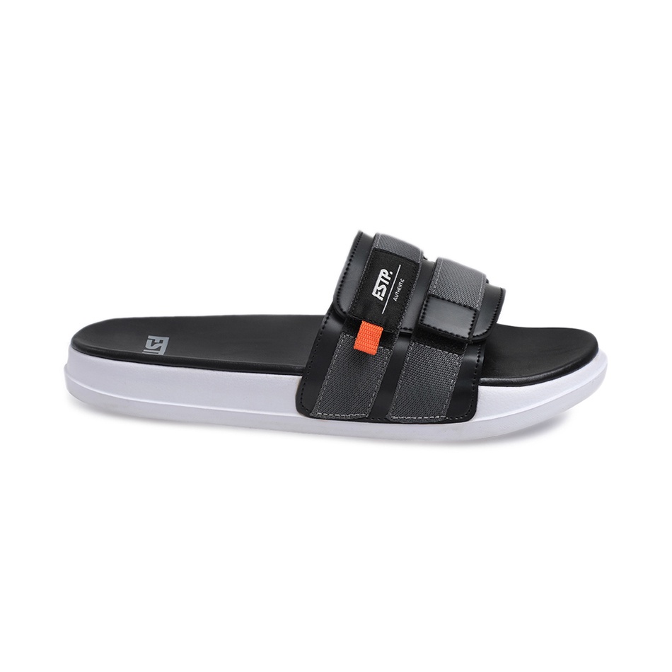 STEREO BLACK ORANGE ORIGINAL x FOOTSTEP Sandal Casual Hitam Pria Sendal Slide Jalan Santai Harian Slippers Hangout Main Kondangan Slop Selop Karet Anti Slip Premium Slip On Remaja Dewasa Flip Flop Kerja Formal Sport Fashion Footwear Keren Terbaru Branded