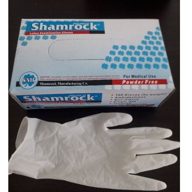 Sarung Tangan/Handscoon Latex Shamrock Free Powder isi 100/box