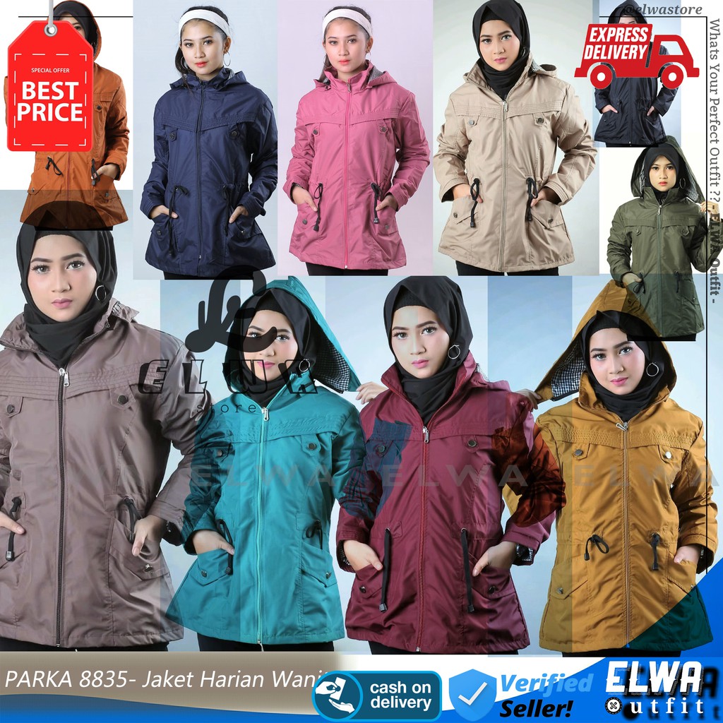 PARKA 8835 BANYAK WARNA Jaket Parka Long Jaket Wanita Harian Cewek Taslan Jaket Parasut Anti Angin