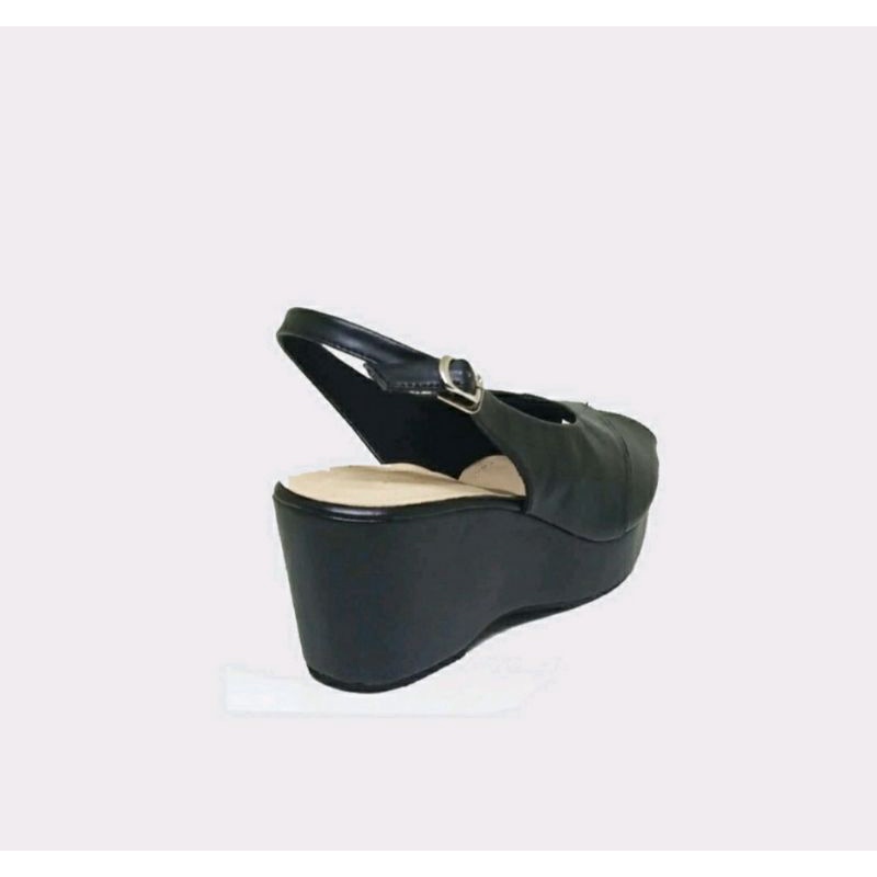 Sepatu Megan Wedges Wanita Big Size 41-45 Wedges Formal Ukuran Besar Kulit Cantik Size JUMBO Ori Moka, 42