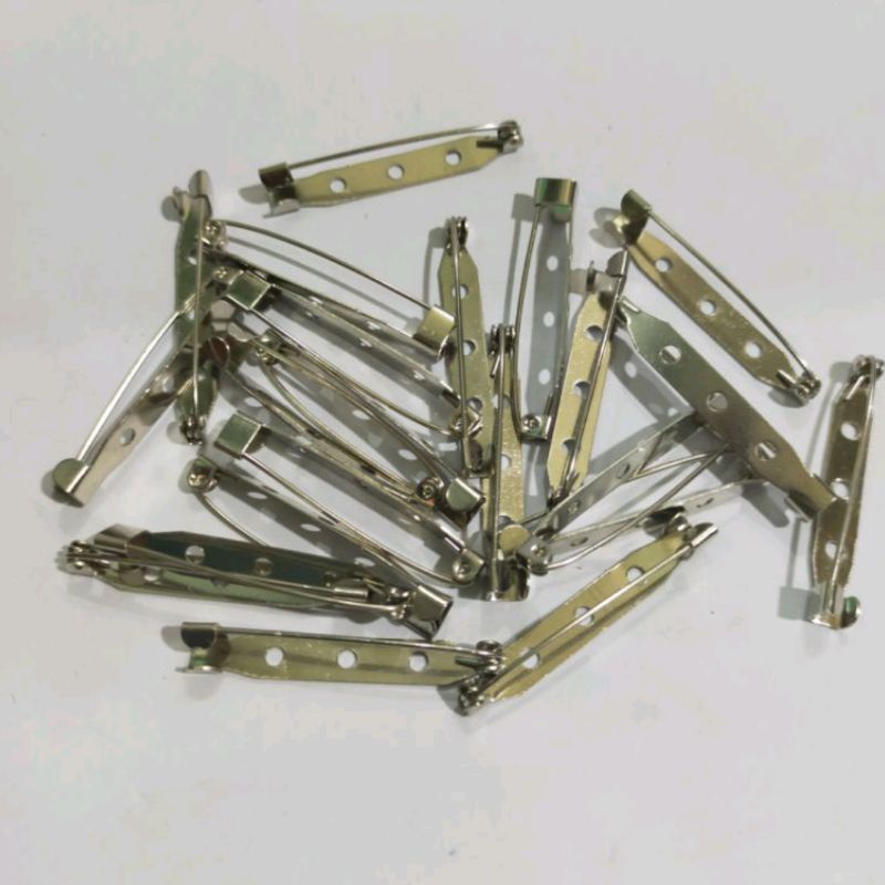 Peniti Bros/Peniti Clip/Pin Hijab 3 Lubang 37mm Silver  Satuan