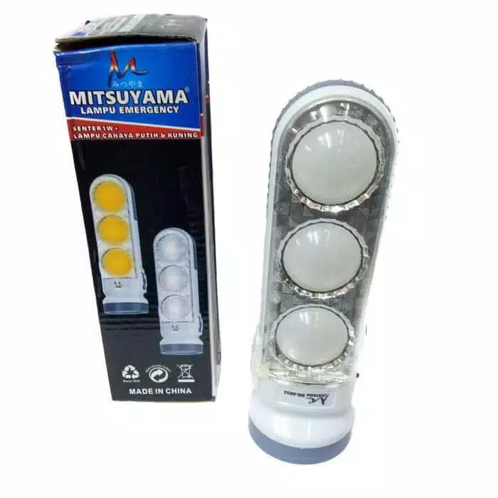 Lampu Emergency Mitsuyama MS-6033 Lampu Cas Senter Cahaya Putih Dan KuningLampu Emergency Mitsuyama