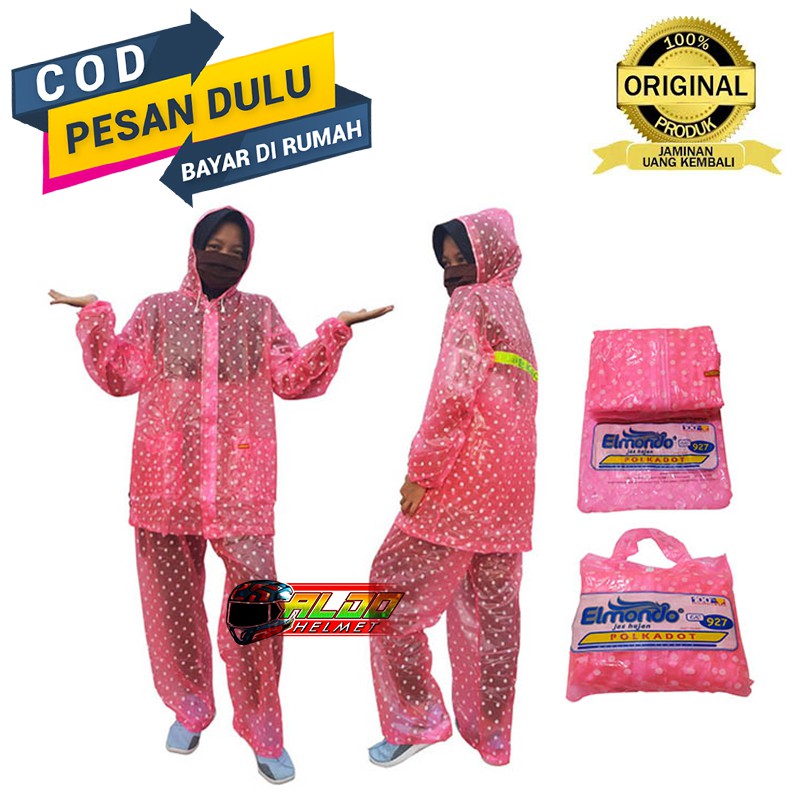 PROMO JAS HUJAN ELMONDO POLKADOT 927 PINK ORIGINAL RAINCOAT