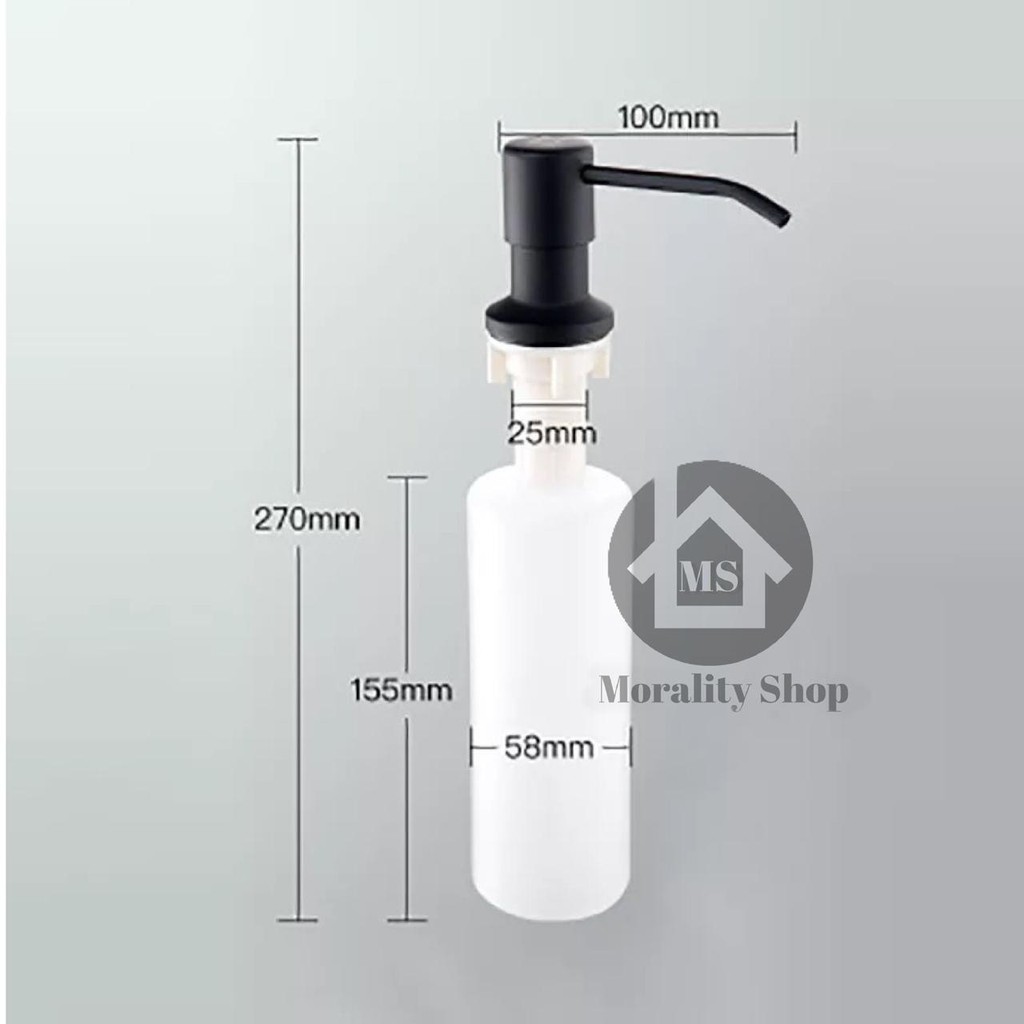 Tempat Sabun Cair TANAM 300ml Stainless HITAM - Soap Dispenser Meja Sink Dapur Wastafel BLACK A40