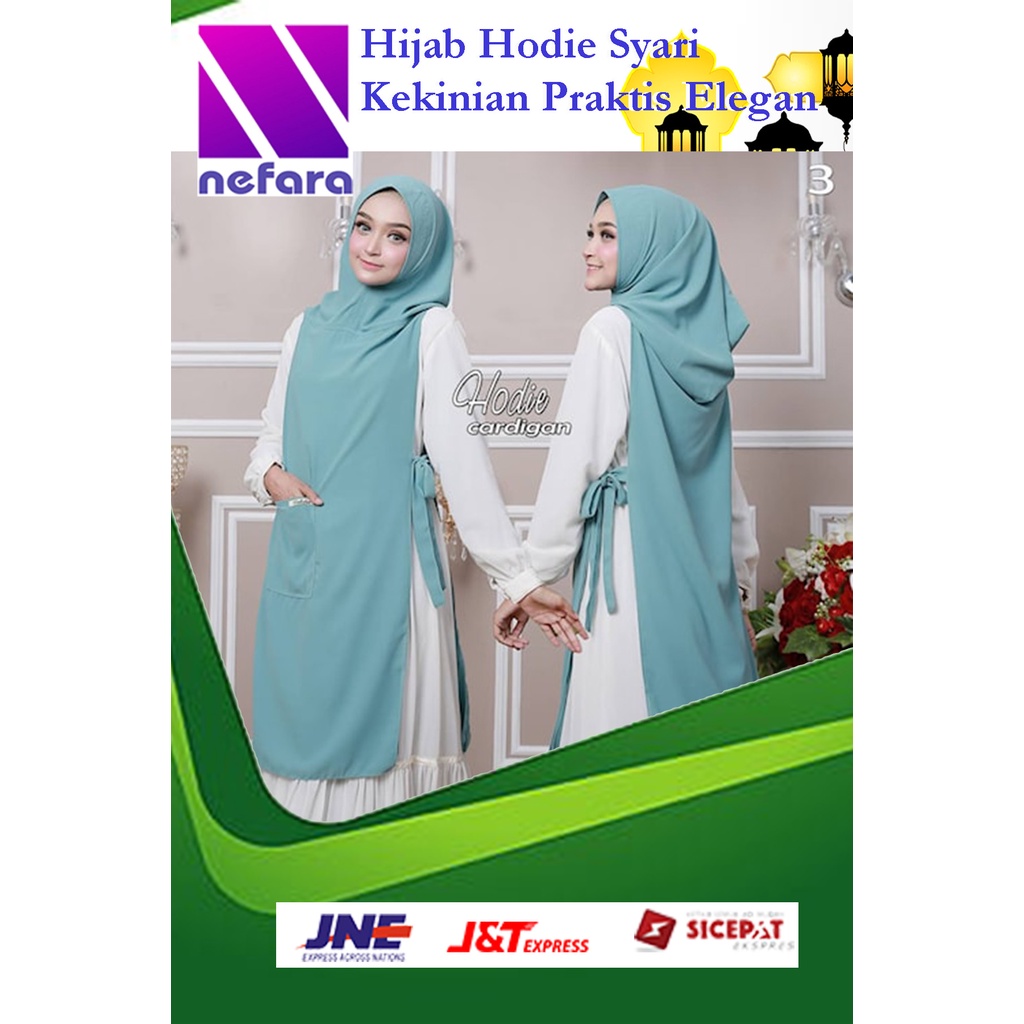 Hijab cardigan hodie kekinian modis syari remaja dewasa muslimah