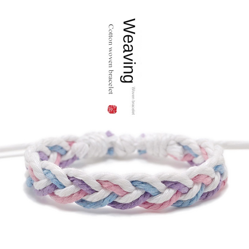 He Junlin Gelang Tangan Tali Katun Hand woven Untuk Pria / Wanita