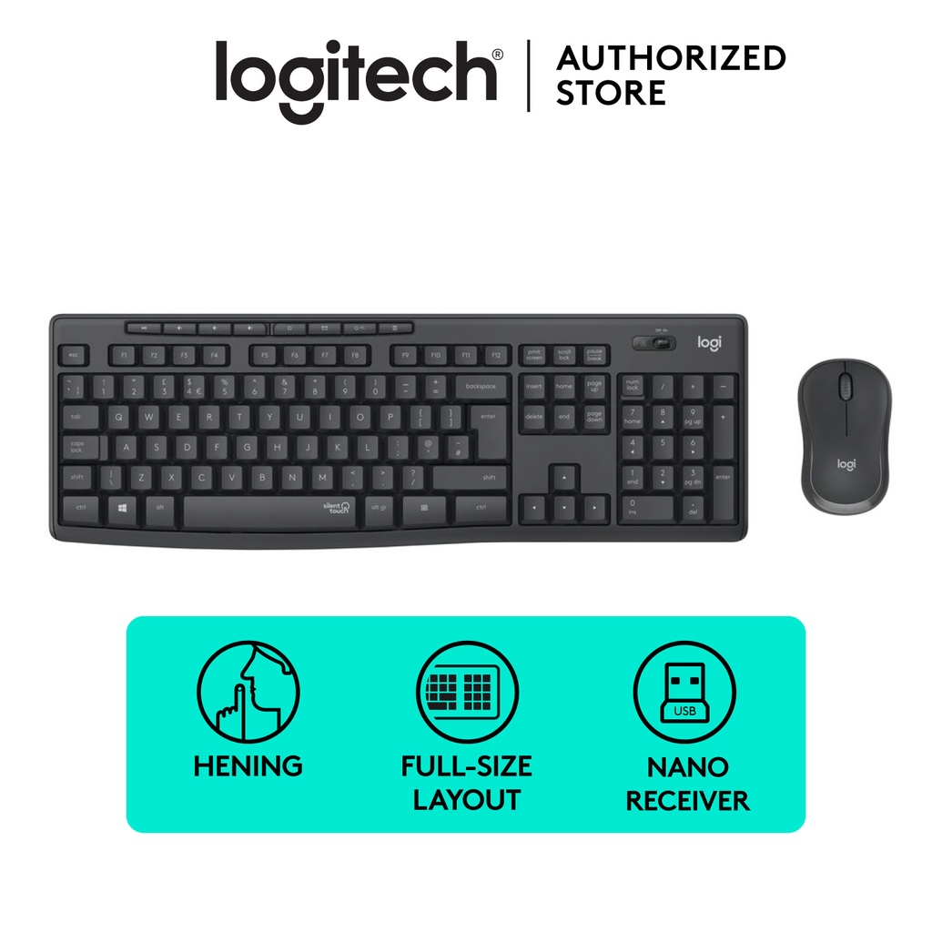 Logitech MK295 Combo Keyboard dan Mouse Wireless Silent dengan Tombol Multimedia