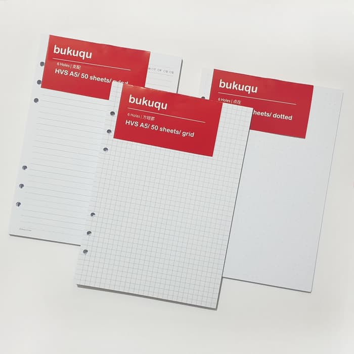 

Grosir Loose Leaf HVS A5 - 6 HOLES/ GRID/ DOT - Polos Keren