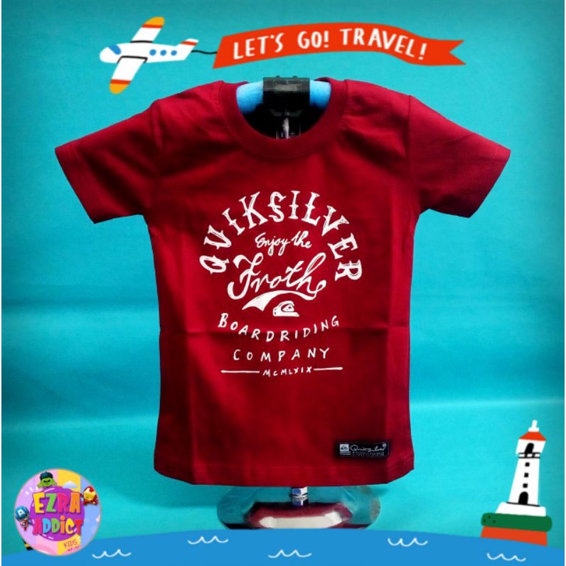 ORIGINAL Surfkids - Umur 1 2 3 4 5 6 7 8 tahun - Baju Distro Anak - Quiksilver Maroon - Kaos Distro 