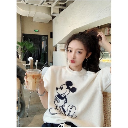 atasan RAJUT IMPORT rajut lengan pendek MICKIE fashion korea style wanita 4997# IMPORT