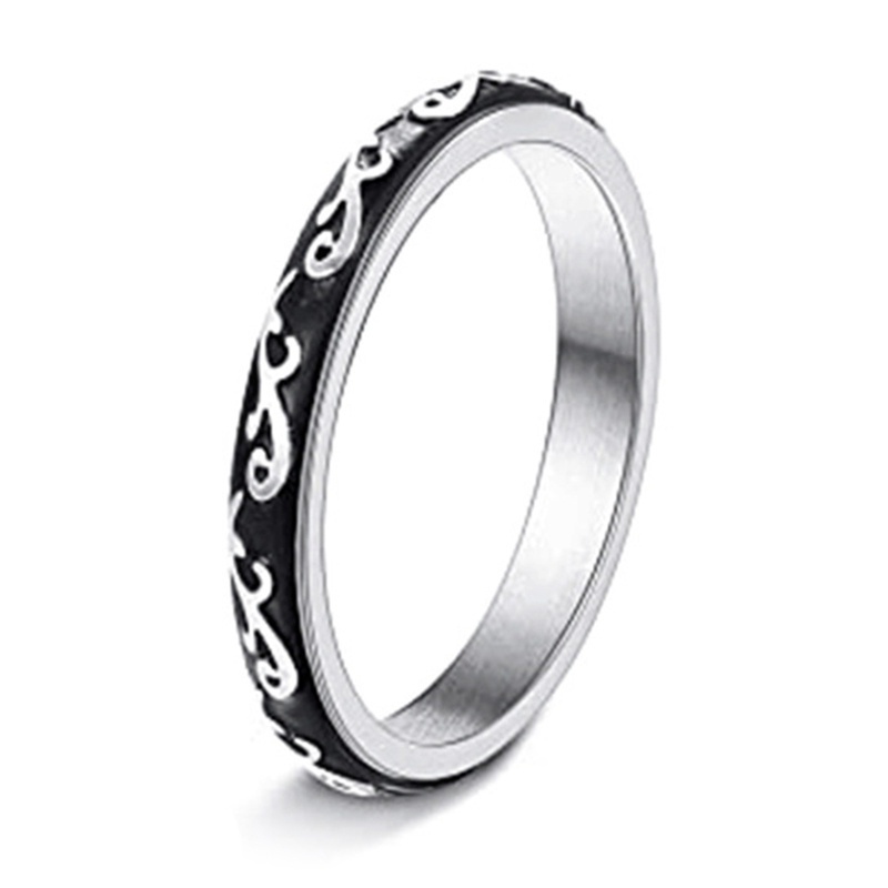 Fancyqube Cincin Spinner Figet Bahan Stainless Steel Anti Stress Untuk Pria Dan Wanita