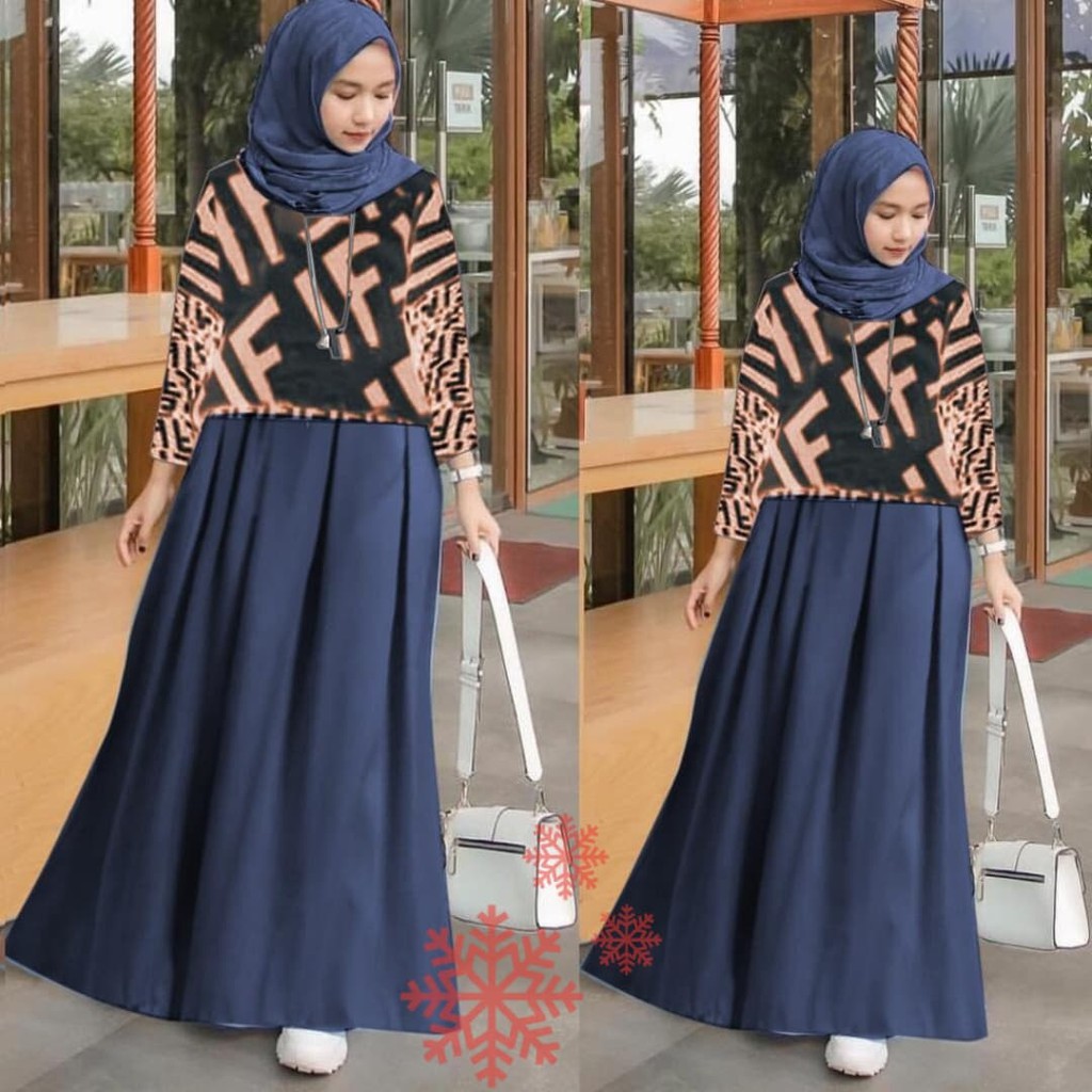 Lb New Trend Setelan Fero Navy Baju Muslim Remaja Wanita Trendy St Fer Vt Shopee Indonesia