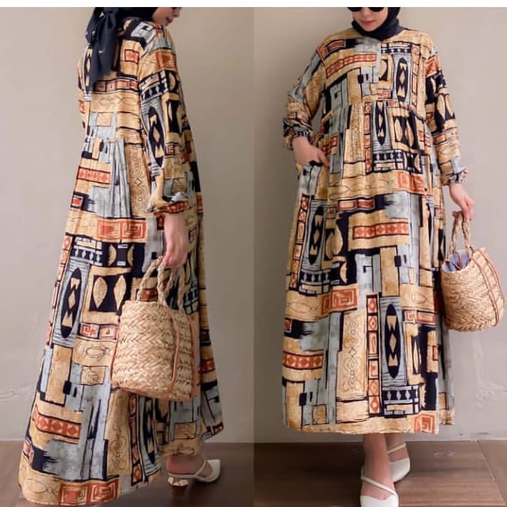 Midi Dress Rayon Uniqlo Busui LD 100cm - 110cm