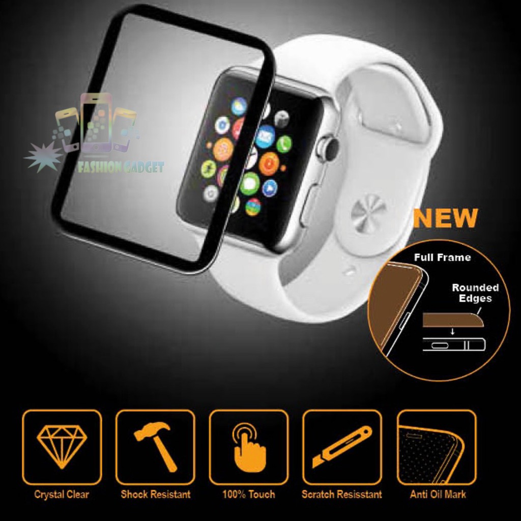 Tempered Glass Apple Watch 42mm / 4.2 mm First Generation Screen Protector Ring Black / Screen Guard