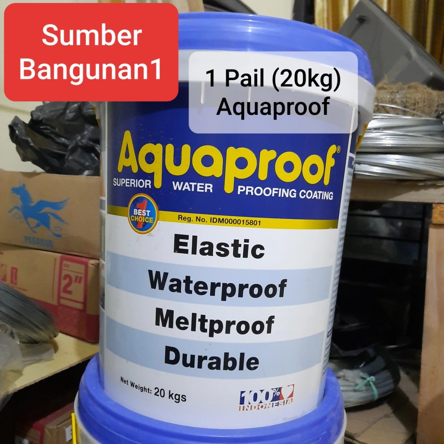 Cat Aquaproof 20kg 1 pail pelapis anti bocor abu dasar genteng elastis