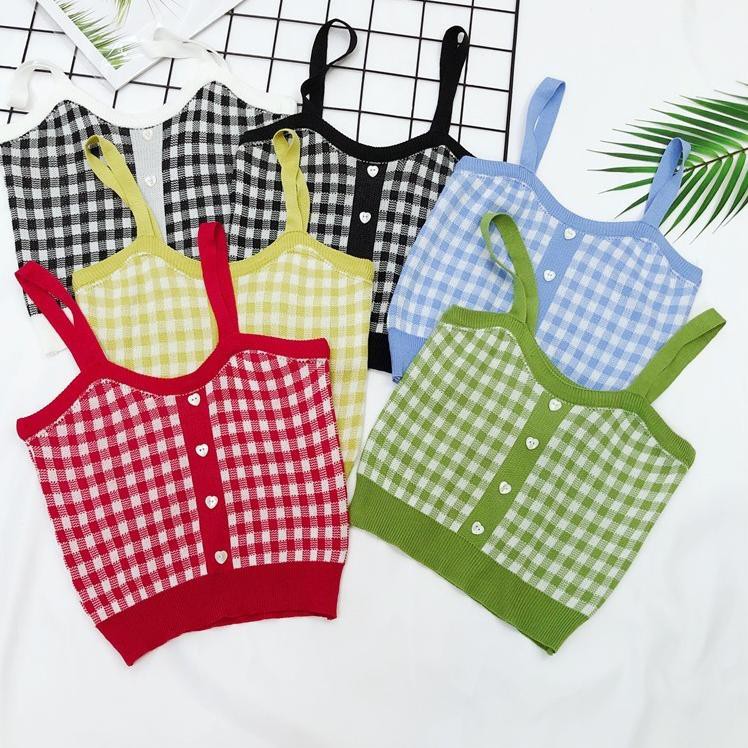 ➼ Korean Square Knit Crop Tank Top 5549 ➥