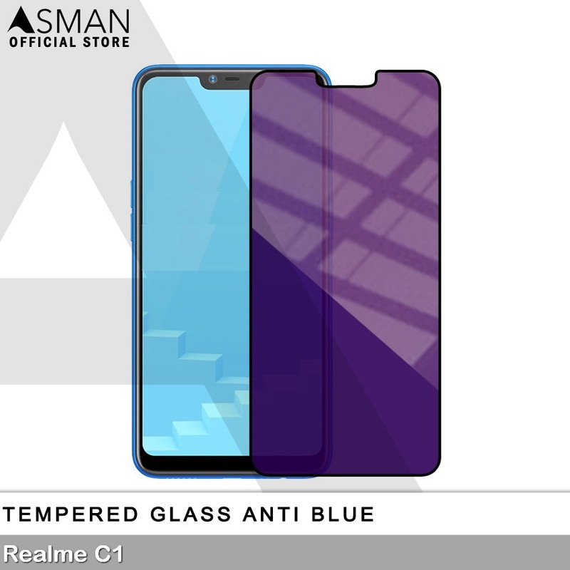 Tempered Glass Blue Light Full Lem Realme C1 Anti Radiasi