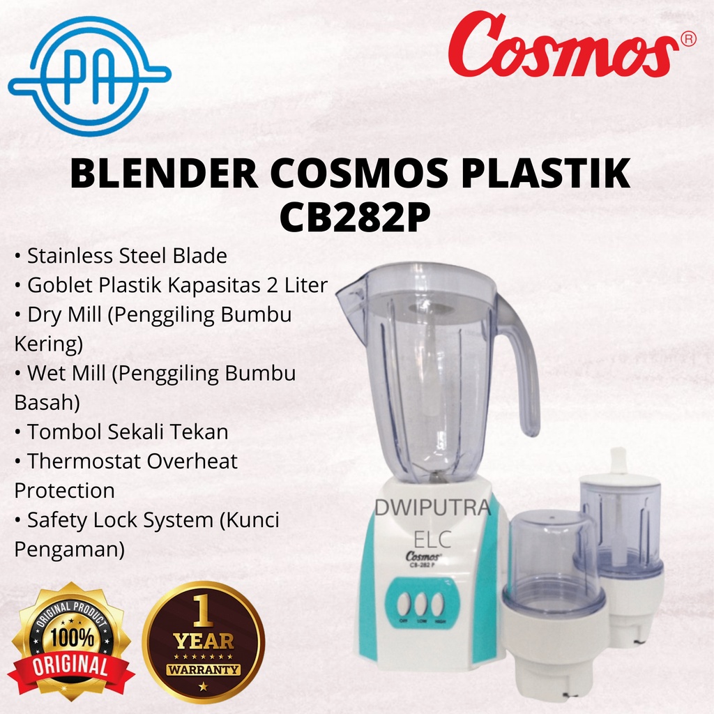 BLENDER COSMOS PLASTIK CB282P / CB 282 P PLASTIC / CB 282P