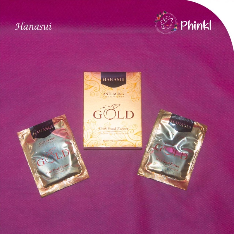 `ღ´ PHINKL `ღ´ ⓗⓐⓝⓐⓢⓤⓘ Hanasui masker gold emas per box isi 10 sachet premium peel off